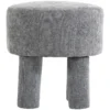 Fußhocker Aus Modernem Chenille Polsterhocker Mit Holzbeinen 43 Cm Hellgrau
