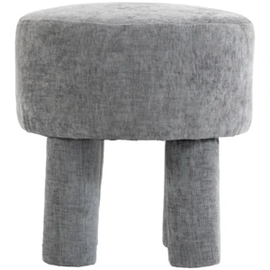 Fußhocker Aus Modernem Chenille Polsterhocker Mit Holzbeinen 43 Cm Hellgrau