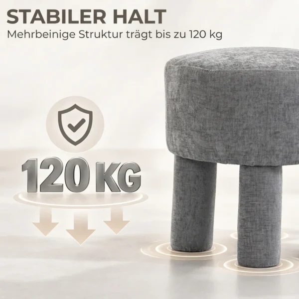 Fußhocker Aus Modernem Chenille Polsterhocker Mit Holzbeinen 43 Cm Hellgrau