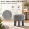 Fußhocker Aus Modernem Chenille Polsterhocker Mit Holzbeinen 43 Cm Hellgrau