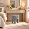 Fußhocker Aus Modernem Chenille Polsterhocker Mit Holzbeinen 43 Cm Hellgrau