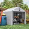 Garage Tent 2,2 X 1,6 M Waterdicht Apparatuurtent Met Roldeur Zadeldak Stalen Frame, UV bestendig Lichtgrijs