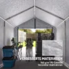 Garage Tent 2,2 X 1,6 M Waterdicht Apparatuurtent Met Roldeur Zadeldak Stalen Frame, UV bestendig Lichtgrijs