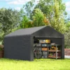 Garage Tent 2,3 X 2 M Waterafstotend Apparatuurtent Met Rolbare Ritsdeur Zadeldak, UV bestendig Donkergrijs