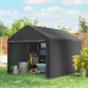 Garage Tent 2,3 X 2 M Waterafstotend Apparatuurtent Met Rolbare Ritsdeur Zadeldak, UV bestendig Donkergrijs
