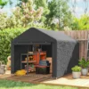 Garage Tent 2,3 X 2 M Waterafstotend Apparatuurtent Met Rolbare Ritsdeur Zadeldak, UV bestendig Donkergrijs