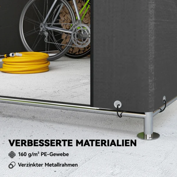 Garage Tent 2,3 X 2 M Waterafstotend Apparatuurtent Met Rolbare Ritsdeur Zadeldak, UV bestendig Donkergrijs