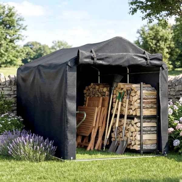 Garage Tent, Waterdicht Tentgarage Met Deur, UV bestendig 220 X 157 X 165 Cm Donkergrijs