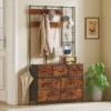 Garderoberek, Kledingrek Met Stoffen Lade, 14 Haken Voor Hal, Slaapkamer, Rustiek Bruin, Hoogte 183 Cm