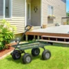 Gartenwagen Bis 150 Kg Handwagen Mit 180° Drehbarer Griff, Luftbereifung Für Gartenarbeit Rasen Schwarz