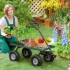 Gartenwagen Bis 150 Kg Handwagen Mit 180° Drehbarer Griff, Luftbereifung Für Gartenarbeit Rasen Schwarz