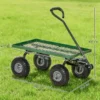 Gartenwagen Bis 150 Kg Handwagen Mit 180° Drehbarer Griff, Luftbereifung Für Gartenarbeit Rasen Schwarz