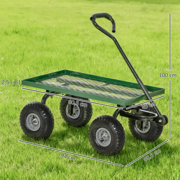 Gartenwagen Bis 150 Kg Handwagen Mit 180° Drehbarer Griff, Luftbereifung Für Gartenarbeit Rasen Schwarz