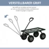 Gartenwagen Bis 150 Kg Handwagen Mit 180° Drehbarer Griff, Luftbereifung Für Gartenarbeit Rasen Schwarz