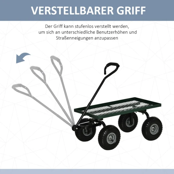Gartenwagen Bis 150 Kg Handwagen Mit 180° Drehbarer Griff, Luftbereifung Für Gartenarbeit Rasen Schwarz