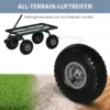 Gartenwagen Bis 150 Kg Handwagen Mit 180° Drehbarer Griff, Luftbereifung Für Gartenarbeit Rasen Schwarz