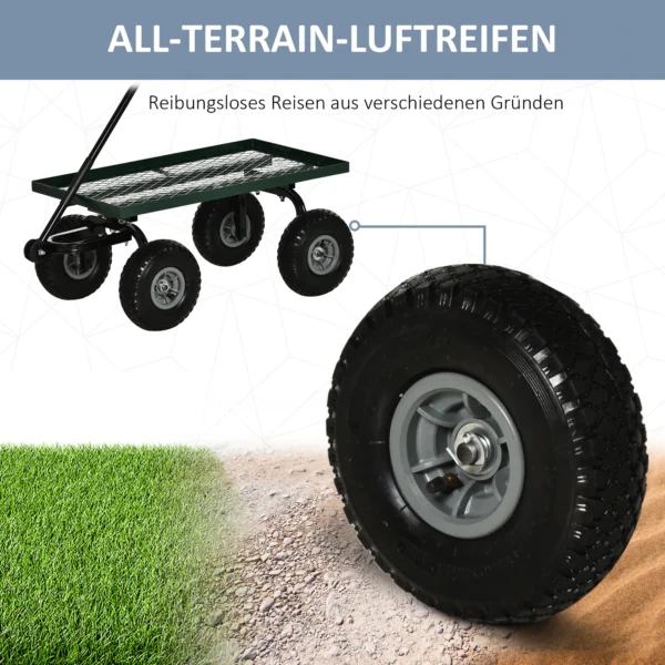 Gartenwagen Bis 150 Kg Handwagen Mit 180° Drehbarer Griff, Luftbereifung Für Gartenarbeit Rasen Schwarz