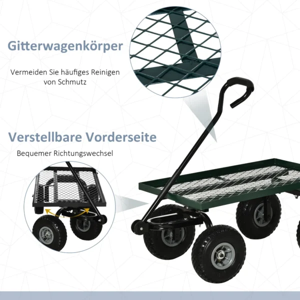 Gartenwagen Bis 150 Kg Handwagen Mit 180° Drehbarer Griff, Luftbereifung Für Gartenarbeit Rasen Schwarz