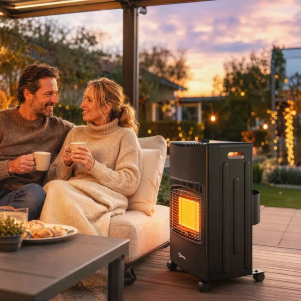 Gas Terrasverwarmer Buiten 1,5 4,2 KW Opvouwbaar Terrasverwarmer Met Wielen Beschermhoes 3 Vermogensniveaus Slang