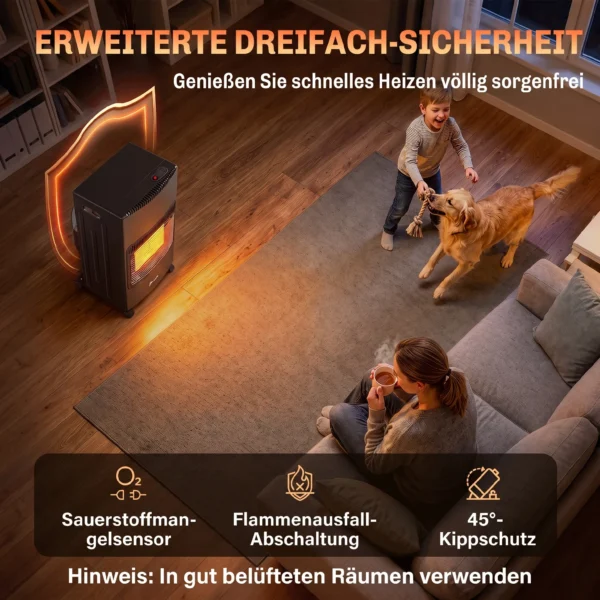 Gas Terrasverwarmer Buiten 1,5 4,2 KW Opvouwbaar Terrasverwarmer Met Wielen Beschermhoes 3 Vermogensniveaus Slang