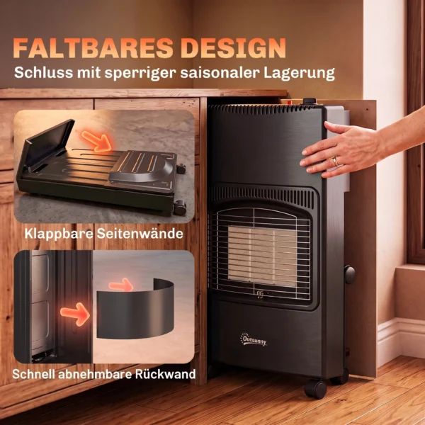 Gas Terrasverwarmer Buiten 1,5 4,2 KW Opvouwbaar Terrasverwarmer Met Wielen Beschermhoes 3 Vermogensniveaus Slang