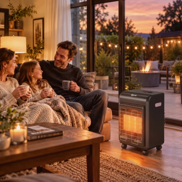 Gas Terrasverwarmer Outdoor 1,5 4,2 KW Terrasverwarmer Met Rollen 3 Vermogensniveaus 50 Cm Slang Drukregelaar