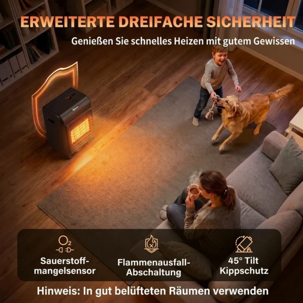 Gas Terrasverwarmer Outdoor 1,5 4,2 KW Terrasverwarmer Met Rollen 3 Vermogensniveaus 50 Cm Slang Drukregelaar