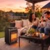 Gas Terrasverwarmer Outdoor 1,5 4,2 KW Terrasverwarmer Met Rollen 3 Vermogensniveaus 50 Cm Slang Drukregelaar