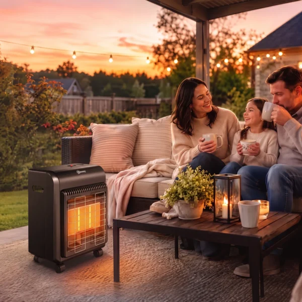 Gas Terrasverwarmer Outdoor 1,5 4,2 KW Terrasverwarmer Met Rollen 3 Vermogensniveaus 50 Cm Slang Drukregelaar