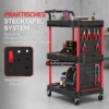 Gereedschapswagen Met 3 Niveaus, Geperforeerde Wand En Haken, Verrijdbare Werkplaatswagen Met Remmen, Zwart/Rood