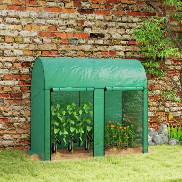 Gewächshaus, Foliengewächshaus Mit Tür PE Gitterfolie Tomatenhaus 200x100x178cm, Stahl