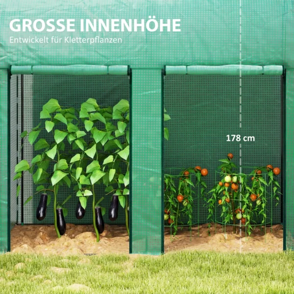 Gewächshaus, Foliengewächshaus Mit Tür PE Gitterfolie Tomatenhaus 200x100x178cm, Stahl