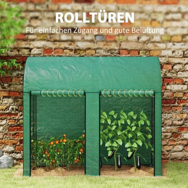 Gewächshaus, Foliengewächshaus Mit Tür PE Gitterfolie Tomatenhaus 200x100x178cm, Stahl