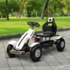 Gokart Trapauto Met Handrem, Verstelbare Zitplaats, Voor En Achteruitversnelling, Tot 50kg Voor Kinderen Van 5 12 Jaar Wit