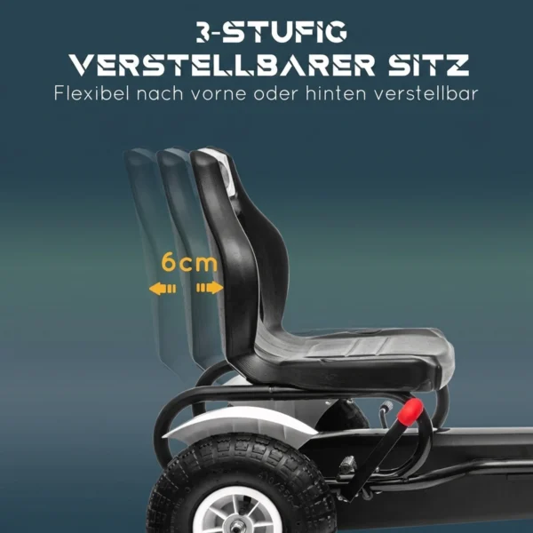Gokart Trapauto Met Handrem, Verstelbare Zitplaats, Voor En Achteruitversnelling, Tot 50kg Voor Kinderen Van 5 12 Jaar Wit