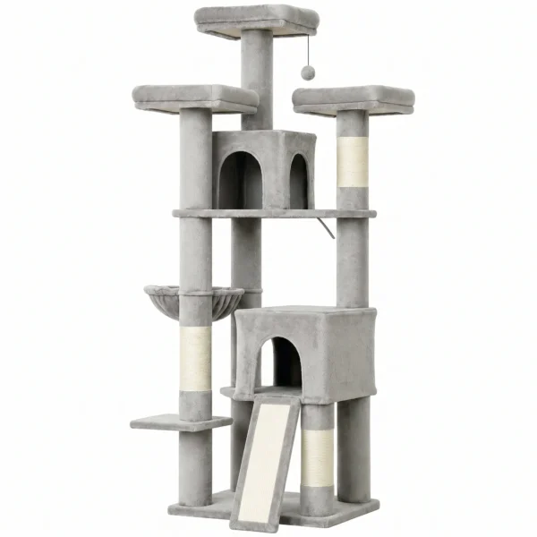 Grote Krabpaal 184 Cm Hoog Met 3 Krabstammen Ligvlakken Speelbal Hangmat Ladder, Katten Onder 6 Kg