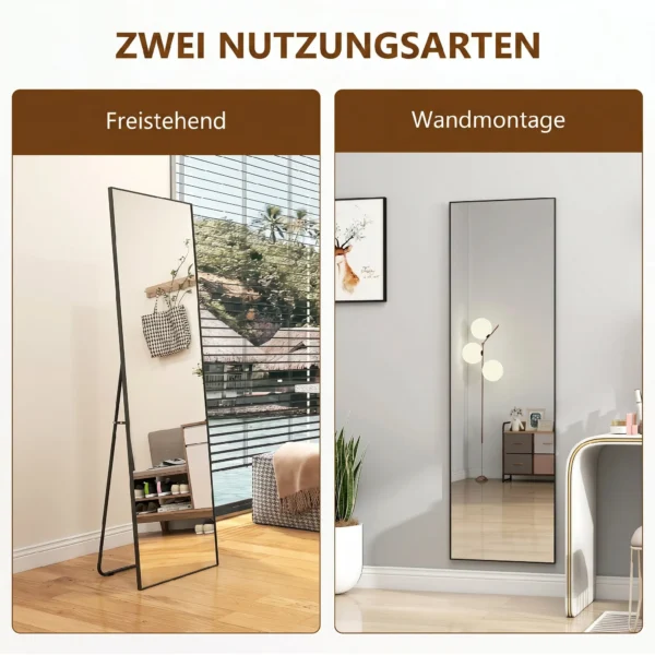 Grote Staande Spiegel, Wandspiegel, Volledige Lichaamsspiegel, 161,5 Cm, Zilver