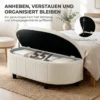Halbrunde Sitzbank Aus Chenille Mit Stauraum Und Hydraulischem Klappdeckel, Bis 220 Kg, Cremeweiß