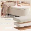 Halbrunde Sitzbank Aus Chenille Mit Stauraum Und Hydraulischem Klappdeckel, Bis 220 Kg, Cremeweiß
