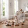 Haustierzaun, 10 Panel Barriere Mit Tür, Faltbar, Für Kleine & Mittelgroße Hunde, Kunststoff, Kohlenstoffstahl, Weiß