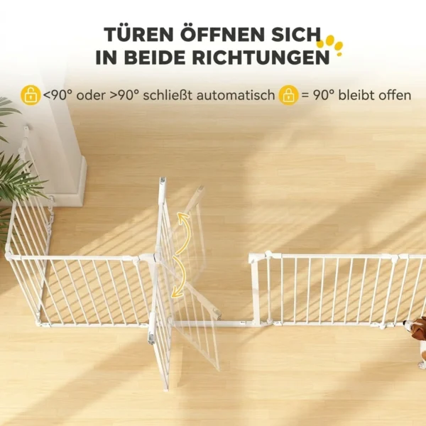 Haustierzaun, 10 Panel Barriere Mit Tür, Faltbar, Für Kleine & Mittelgroße Hunde, Kunststoff, Kohlenstoffstahl, Weiß