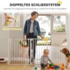 Haustierzaun, 5 Panel Barriere Mit Tür, Faltbar, Für Kleine & Mittelgroße Hunde, Kunststoff, Kohlenstoffstahl, Nylon, Weiß