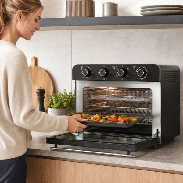 Heteluchtfriteuse oven Met Convectie En Draaispitset, Temperatuurregelaar, Timer, 1800 W