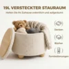 Hocker Met Opbergruimte, Ronde Zithocker Met Deksel, Linnenlook Voor Woonkamer, Slaapkamer, 38,5x38,5x33,5 Cm Beige