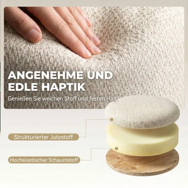 Hocker Met Opbergruimte, Ronde Zithocker Met Deksel, Linnenlook Voor Woonkamer, Slaapkamer, 38,5x38,5x33,5 Cm Beige