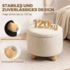 Hocker Met Opbergruimte, Ronde Zithocker Met Deksel, Linnenlook Voor Woonkamer, Slaapkamer, 38,5x38,5x33,5 Cm Beige