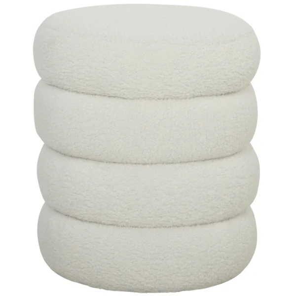Hocker, Rond, Teddyfleece, Tot 120kg, Φ40x45H Cm, Wit