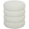 Hocker, Rond, Teddyfleece, Tot 120kg, Φ40x45H Cm, Wit