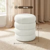 Hocker, Rond, Teddyfleece, Tot 120kg, Φ40x45H Cm, Wit