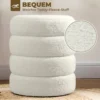 Hocker, Rond, Teddyfleece, Tot 120kg, Φ40x45H Cm, Wit